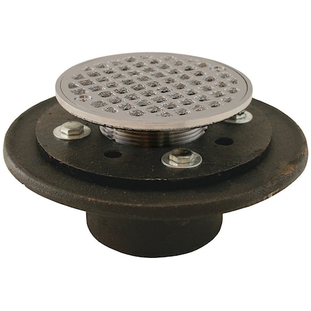 Jones Stephens 2in. Inside Caulk Shower/Floor Drain with 6-1/2in. Pan and 6in. Chrome Plated Cast Round Strainer D60211